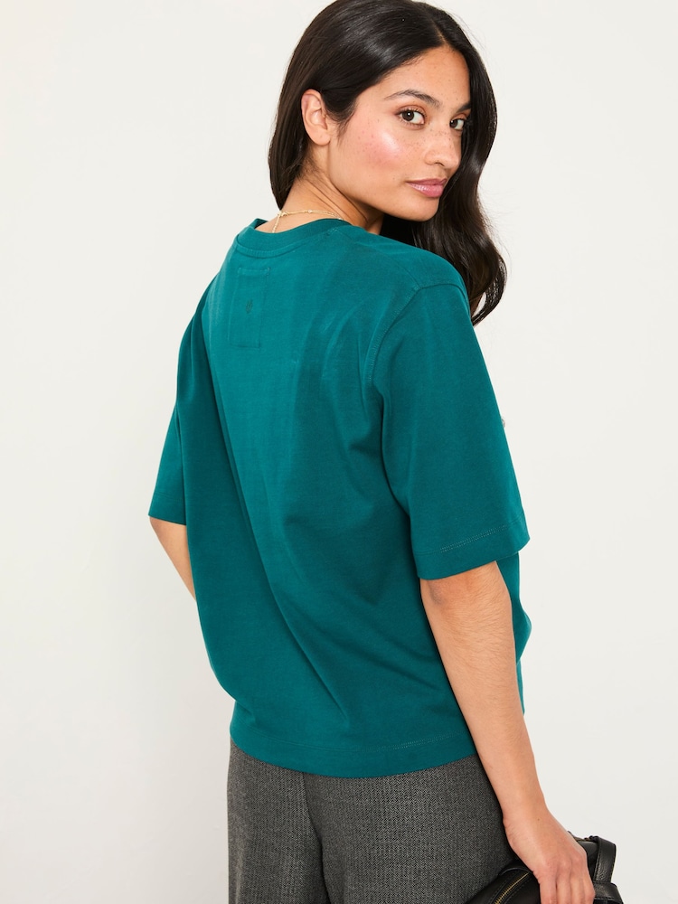 FatFace Anais Teal Blue Relaxed T Shirt - Image 2 of 5 FatFace Anais Teal Blue Relaxed T Shirt - Image 2 of 5