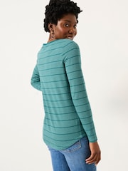 FatFace Breton Teal Blue Stripe T Shirt - Image 2 of 5