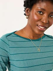 FatFace Breton Teal Blue Stripe T Shirt - Image 3 of 5