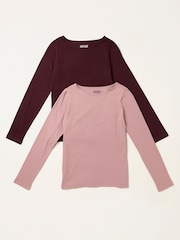 Vijolična/roza - FatFace 2 Pack Long Sleeve T Shirt - Slika 1 iz 8