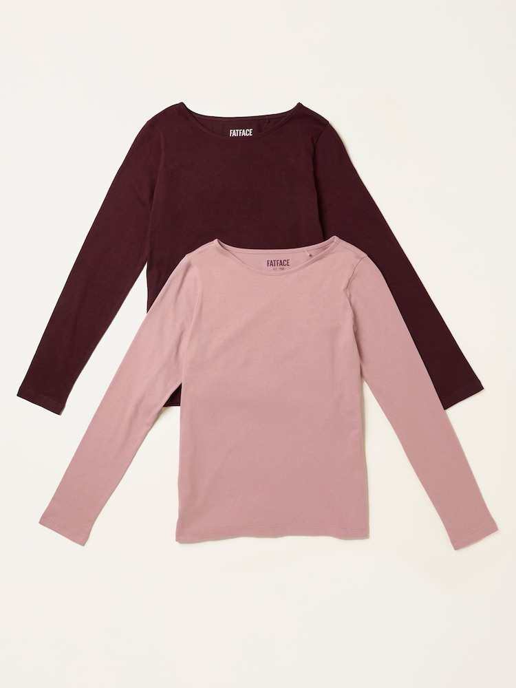 FatFace Purple/Pink 2 Pack Long Sleeve T Shirt - Image 1 of 8 FatFace Purple/Pink 2 Pack Long Sleeve T Shirt - Image 1 of 8