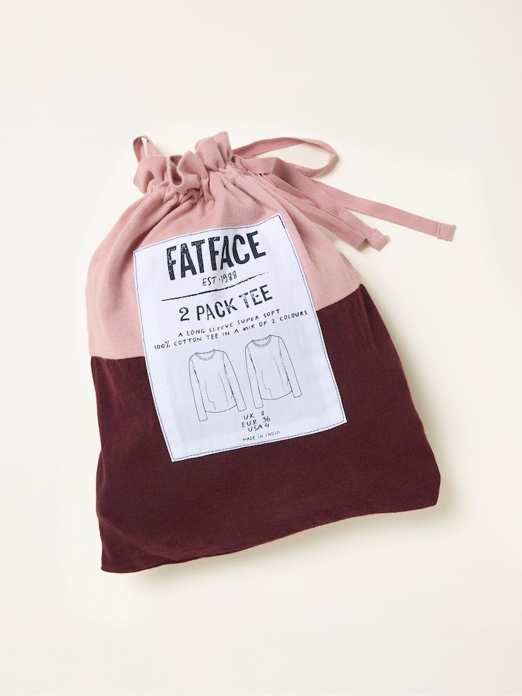 FatFace Purple/Pink 2 Pack Long Sleeve T Shirt - Image 2 of 8 FatFace Purple/Pink 2 Pack Long Sleeve T Shirt - Image 2 of 8