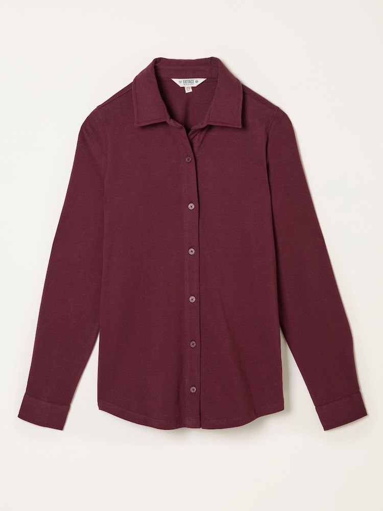 FatFace Selby Burgundy Jersey Shirt - Image 1 of 1