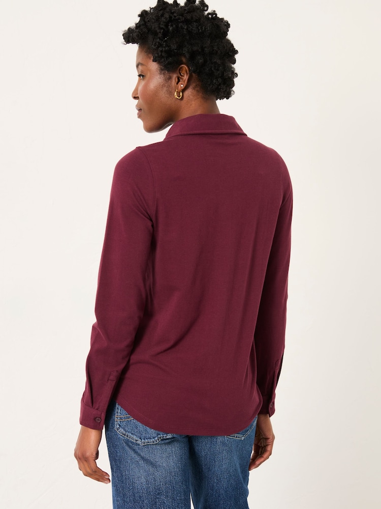 FatFace Selby Burgundy Jersey Shirt - Image 2 of 5