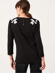 FatFace Ria Black Applique Detail Top - Image 2 of 5