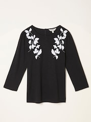 FatFace Ria Black Applique Detail Top - Image 5 of 5
