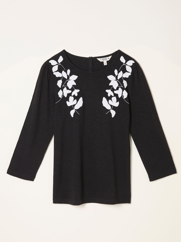 FatFace Ria Black Applique Detail Top - Image 5 of 5
