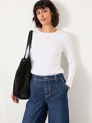 Branco - V&A | FatFace V&A | FatFace Long Sleeve Top - Imagem 1 de 5