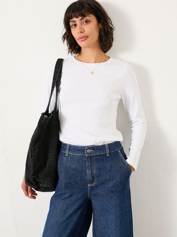 Branco - V&A | FatFace V&A | FatFace Long Sleeve Top - Imagem 1 de 5
