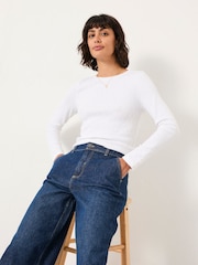 Branco - V&A | FatFace V&A | FatFace Long Sleeve Top - Imagem 2 de 5