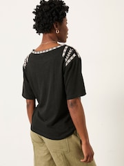 FatFace Maddie Black Embroidered T Shirt - Image 2 of 5