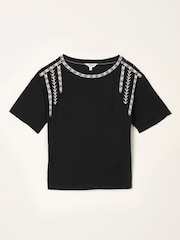 FatFace Maddie Black Embroidered T Shirt - Image 5 of 5