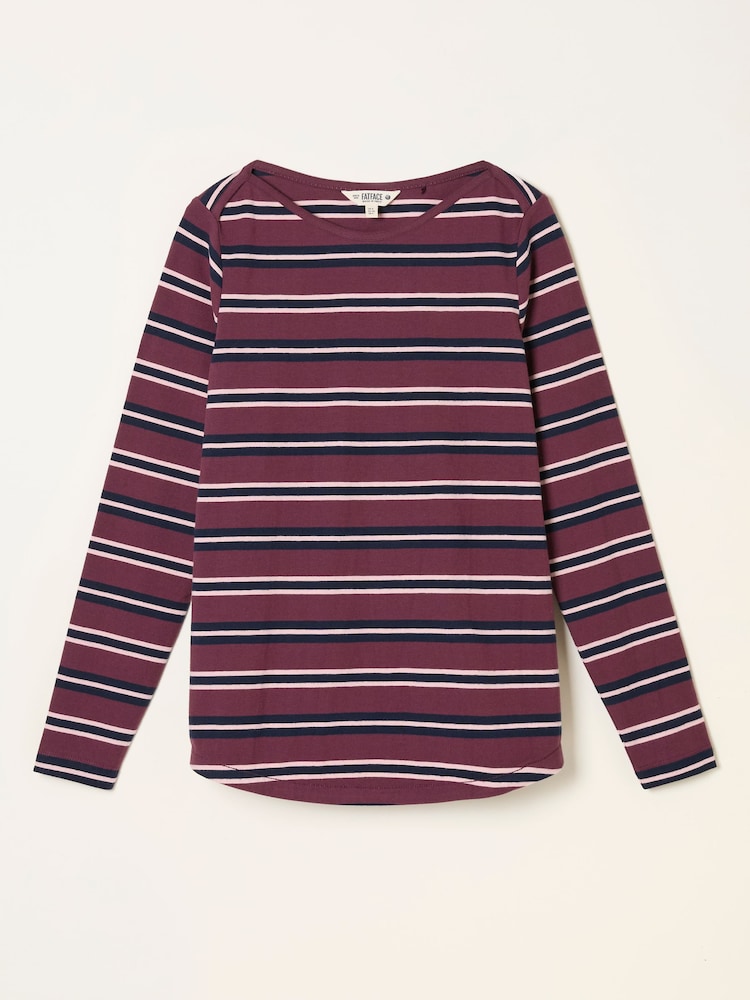 FatFace Breton Purple Stripe T Shirt - Image 1 of 1