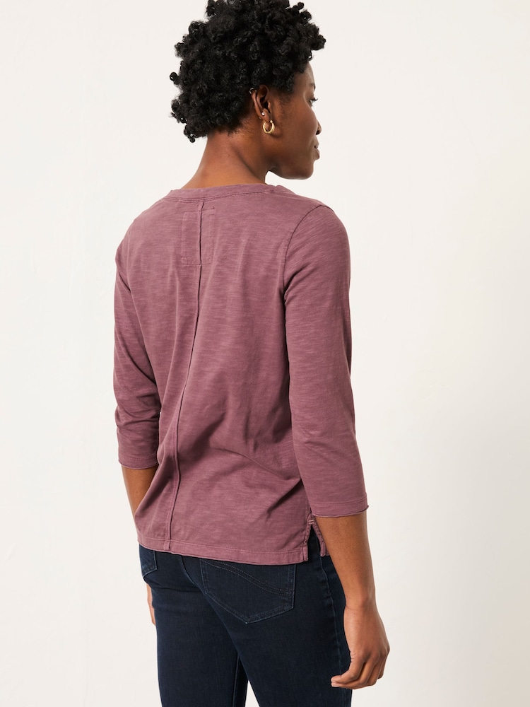FatFace Aster Dusky Purple 3/4 Sleeve T Shirt - Image 2 of 4 FatFace Aster Dusky Purple 3/4 Sleeve T Shirt - Image 2 of 4