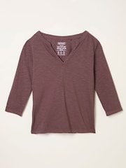 FatFace Aster Dusky Purple 3/4 Sleeve T Shirt - Image 4 of 4
