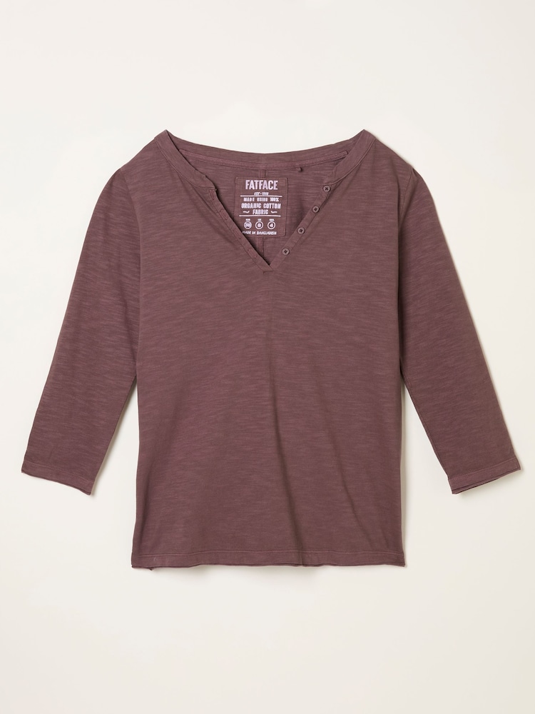 FatFace Aster Dusky Purple 3/4 Sleeve T Shirt - Image 4 of 4 FatFace Aster Dusky Purple 3/4 Sleeve T Shirt - Image 4 of 4