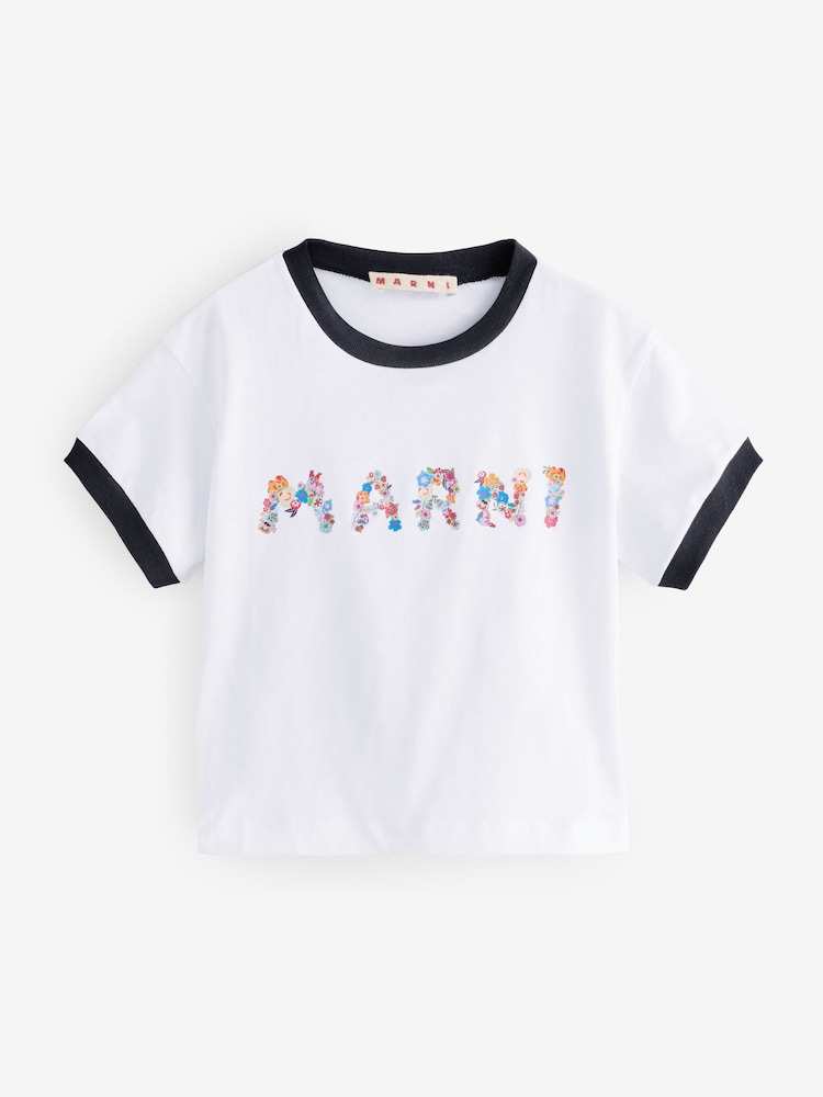 Marni Floral Logo Cropped T-Shirt - Image 1 of 5