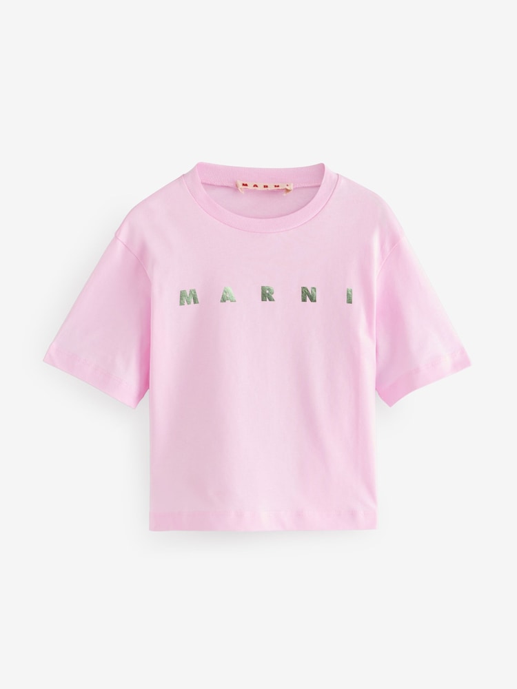 Marni Metalic Logo Cropped T-Shirt - Image 1 of 1