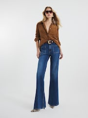 River Island Blue High Rise Wide Leg Jeans - Image 1 of 9