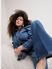 River Island Blue High Rise Wide Leg Jeans - Image 6 of 9