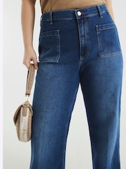 River Island Blue High Rise Wide Leg Jeans - Image 7 of 9