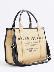 River Island Brown Raffia Embroidery Shopper Bag - Image 2 of 3