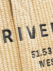 River Island Brown Raffia Embroidery Shopper Bag - Image 3 of 3