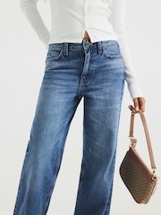 River Island Blue Petite High Rise Relaxed Straight 100% Cotton Jeans - Image 3 of 5