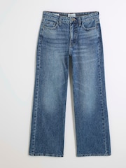 River Island Blue Petite High Rise Relaxed Straight 100% Cotton Jeans - Image 4 of 5