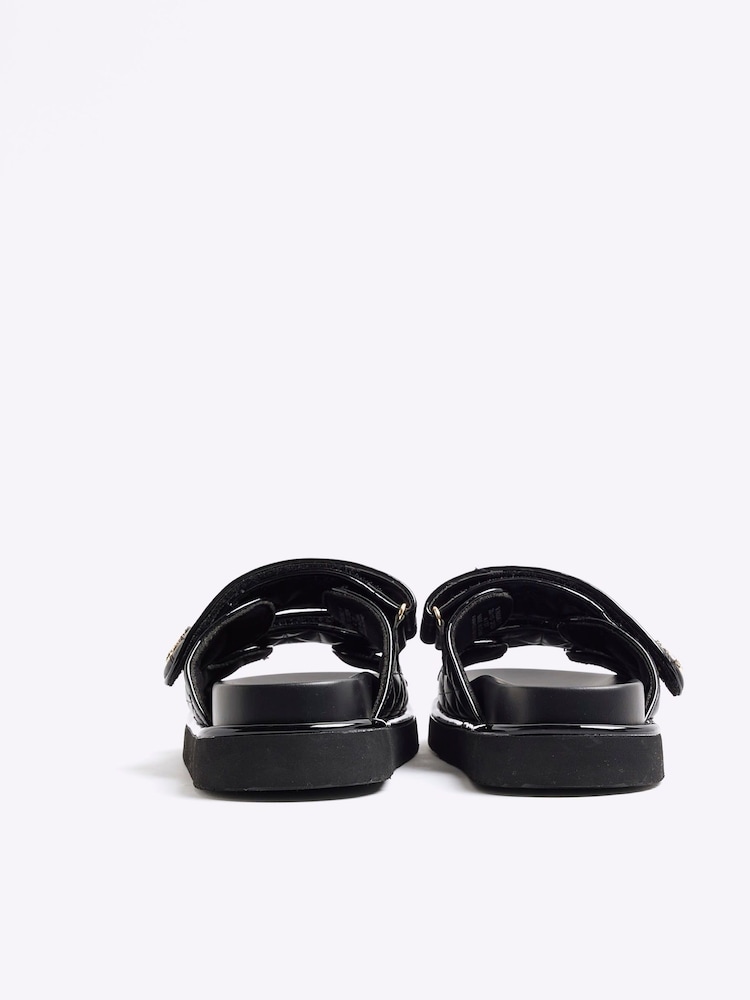 River Island Black Quilted Chunky Footbed Sandals - Image 2 of 4
