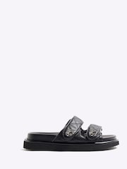 River Island Black Quilted Chunky Footbed Sandals - Image 3 of 4
