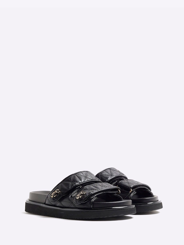 River Island Black Quilted Chunky Footbed Sandals - Image 4 of 4