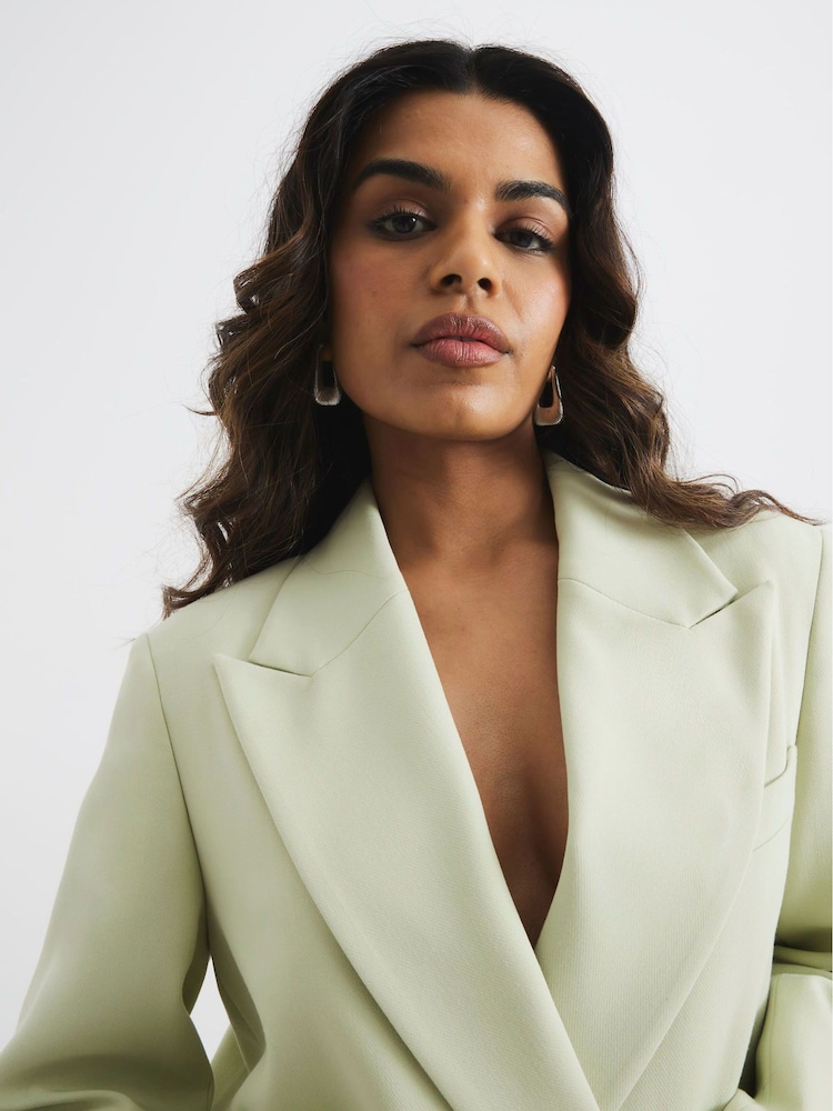 River Island Green Oversized Petite Double Breasted Blazer - Image 3 of 5