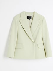 Grön - River Island Oversized Petite Dubbelknäppt Kavaj - Bild 4 av 5