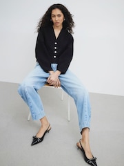 River Island Black Collarless Button Up Jacket - Image 2 of 4