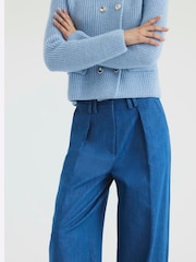 River Island Blue Denim High Waisted Wide Leg Trousers - Image 3 of 6