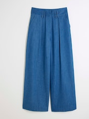 River Island Blue Denim High Waisted Wide Leg Trousers - Image 5 of 6