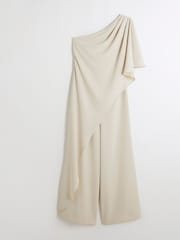 River Island Cream One Shoulder Layered Jumpsuit - Image 4 of 5