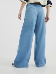 River Island Blue Tailored Wide Leg 100% Cotton Jeans - Image 2 of 6