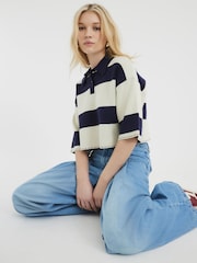 River Island Blue Tailored Wide Leg 100% Cotton Jeans - Image 3 of 6