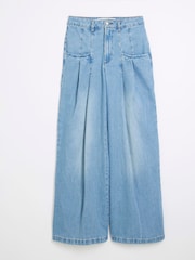 River Island Blue Tailored Wide Leg 100% Cotton Jeans - Image 5 of 6