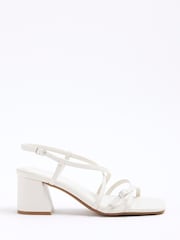 أبيض - River Island Strappy Block Heel Sandals - صورة 1 من 4