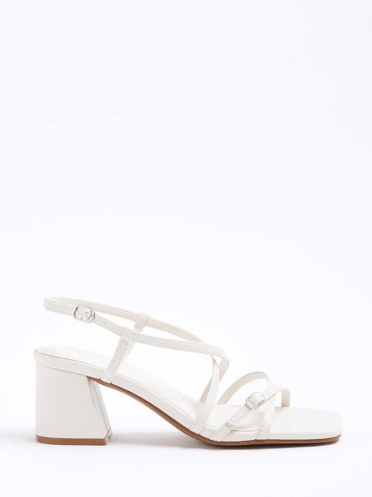 أبيض - River Island Strappy Block Heel Sandals - صورة 1 من 4