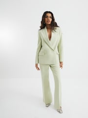River Island Green Slim Petite Flare Trousers - Image 1 of 5