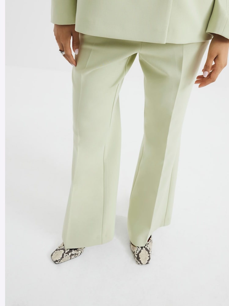 River Island Green Slim Petite Flare Trousers - Image 2 of 5