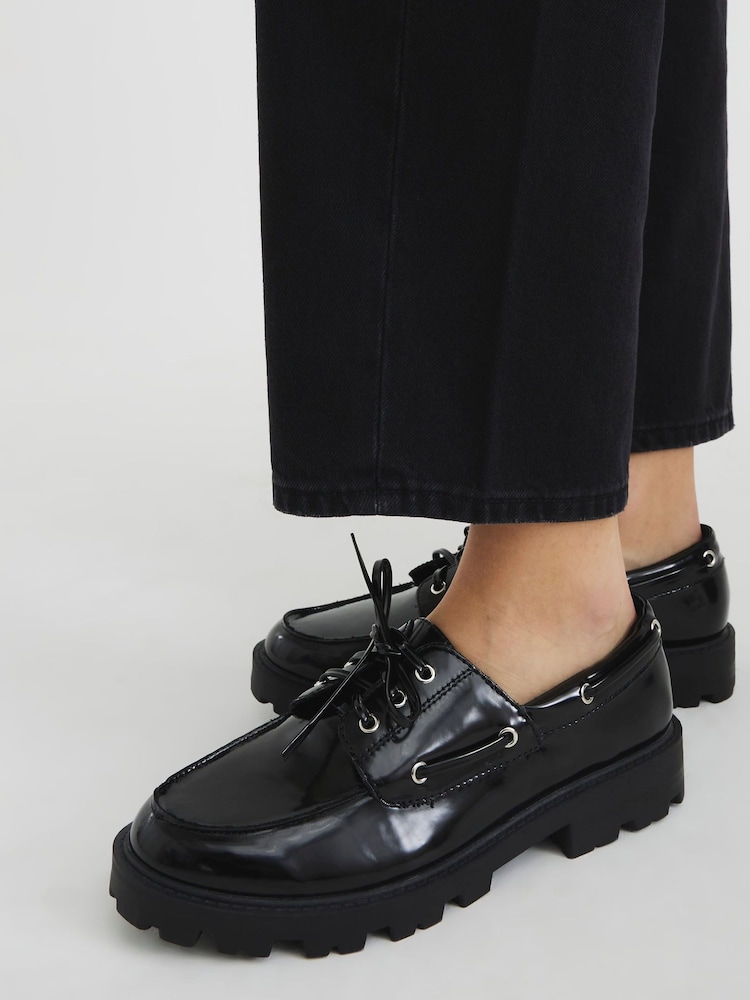 River Island Black Boat Shoes - Image 1 of 4 River Island Black Boat Shoes - Image 1 of 4