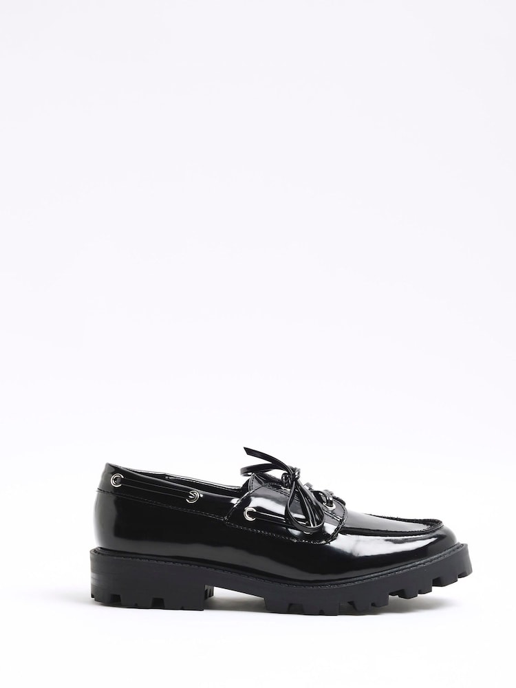 River Island Black Boat Shoes - Image 2 of 4 River Island Black Boat Shoes - Image 2 of 4