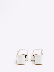 River Island White Block Heel Court Shoes - Image 3 of 4
