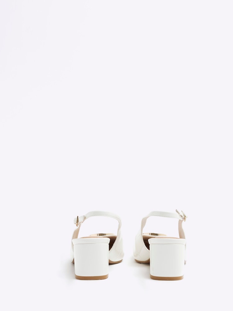 River Island White Block Heel Court Shoes - Image 3 of 4