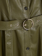 River Island Green Faux Leather Shirt Midi Dress - Image 5 of 5